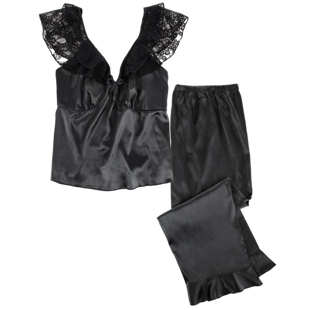 CTM Women's Plus Size Sleek Satin Pajama Set